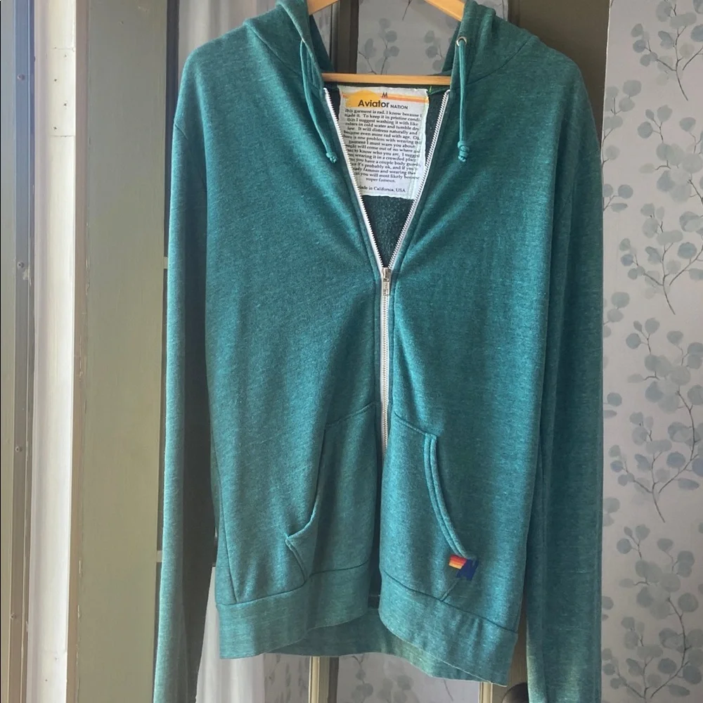 AVIATOR NATION Rare Sunburst style Sundancer Hoodie Teal Green Medium - Picture 5 of 9
